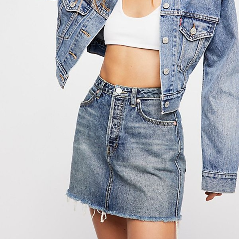 Free People Cutoff Jean Skirt NWT